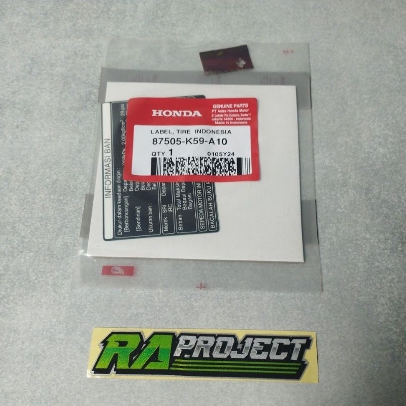 stiker warning informasi ban honda asli original ahm