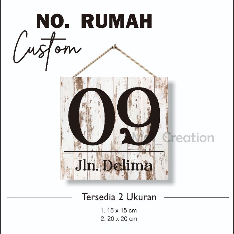 Nomor Rumah Kayu Custom
