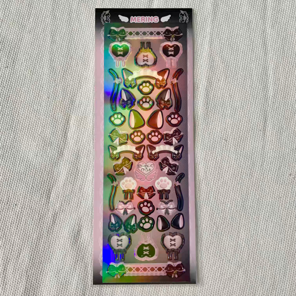 

Mering JP sticker korea jepang polco deco heart pearl, medical, cat, maid, lace, chrome