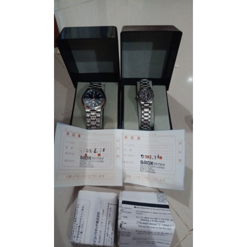 (Preloved Authentic) Couple Set - Seiko 5 7S26-0530 Automatic Railway Time Day/Date Vintage Watch Wi