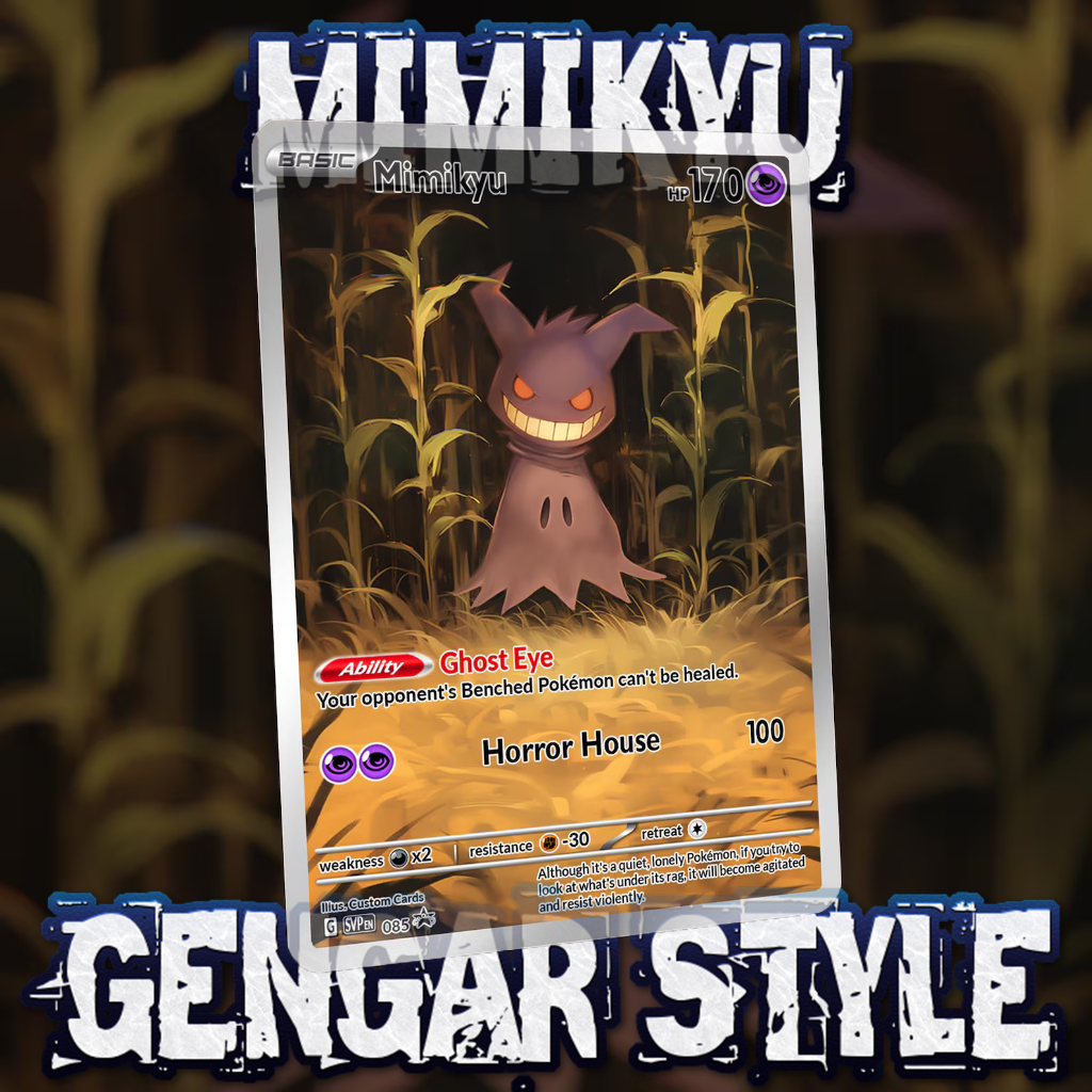 KARTU POKEMON TCG HOLOGRAM SPECIAL HALLOWEEN - MIMIKYU GENGAR STYLE