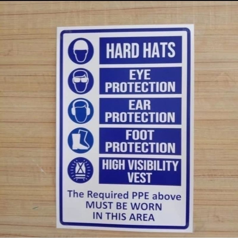

SIGN STICKER THE REQUIRED PPE UKURAN 20x20CM