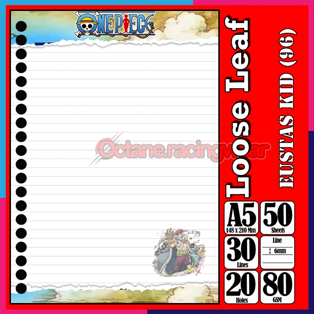 

Loose Leef Leaf A5 Isi 50 Lembar Binder Karakter Eustas Kid Kapten Frangky Prangki Frangki Anime One PieceTerbaru Polos refil Refill Vol-20