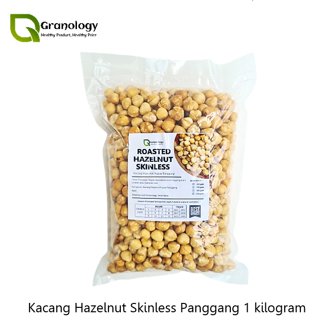 

Roasted Hazelnut Skinless / Kacang Hazelnut Kupas Kulit Ari Oven (1 Kilogram) by Granology