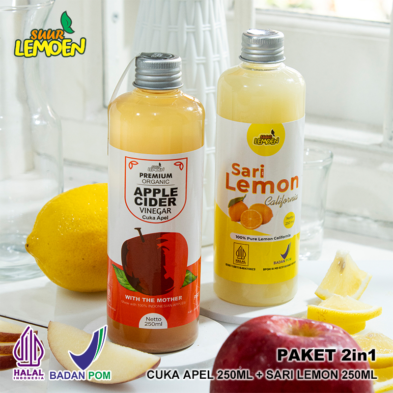 

Promo Paket Hemat Diet Sehat Bundling Cuka Apel 250ml + Sari Lemon 250ml Murni By Suur Lemon