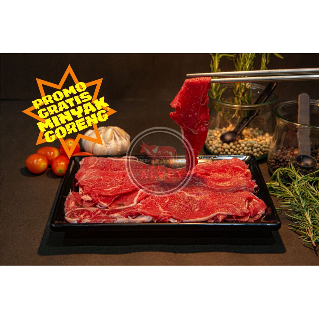 

Daging Slice Sapi Sukiyaki - ALVEY BEEF - Vacum Pack - bersertifikat Halal 100%