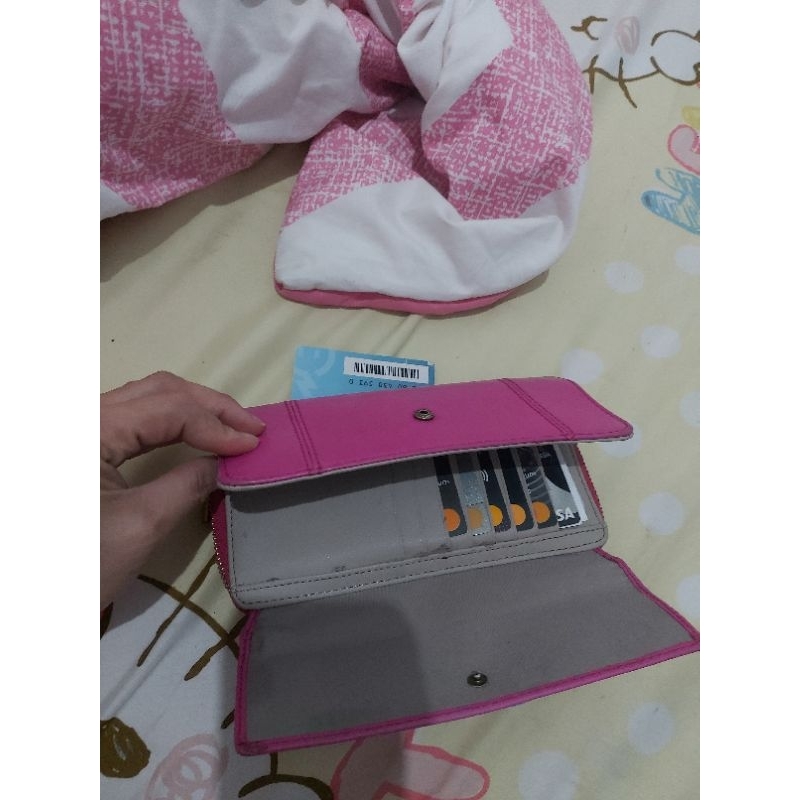dompet fossil wanita long pink
