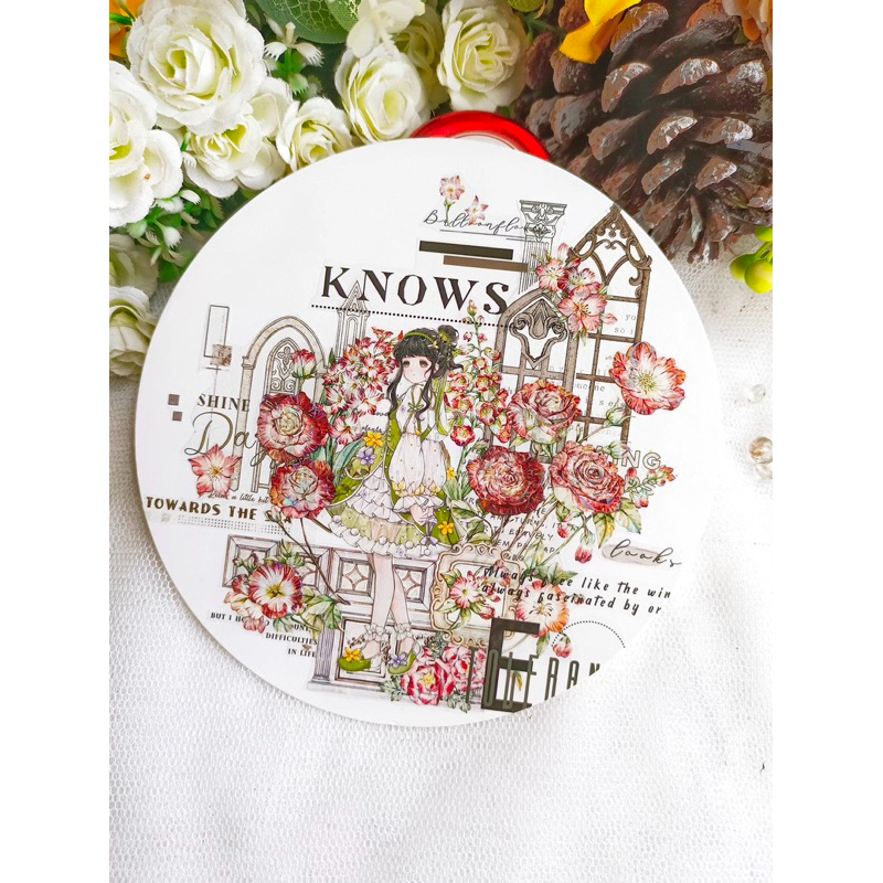 

(Kiricart) ZIYUANSU Small Red Roses Flower PET with KISS CUT Sticker Aesthetic / Journaling / Scrapbooking / DIY / Art and Craft