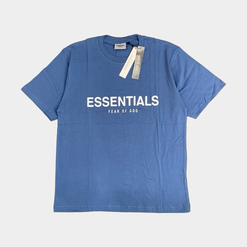 F0G Fear Of God Hyden City White Serries Premium Combed Unisex Tee Blue Denim Kaos Oversize Pria Wan