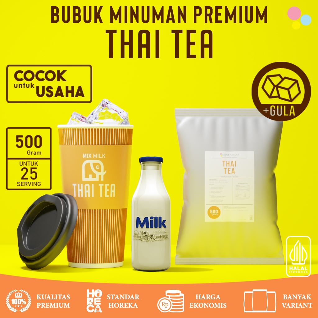 

Mix Powder Thai Tea Bubuk Minuman Teh Tarik Based Milk Instan Drink Kemasan 500 Gram