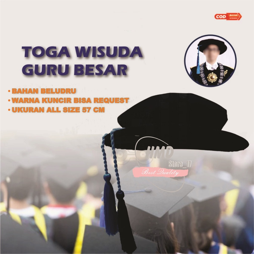 TOPI TOGA WISUDA BAHAN BELUDRU UNTUK GURU BESAR