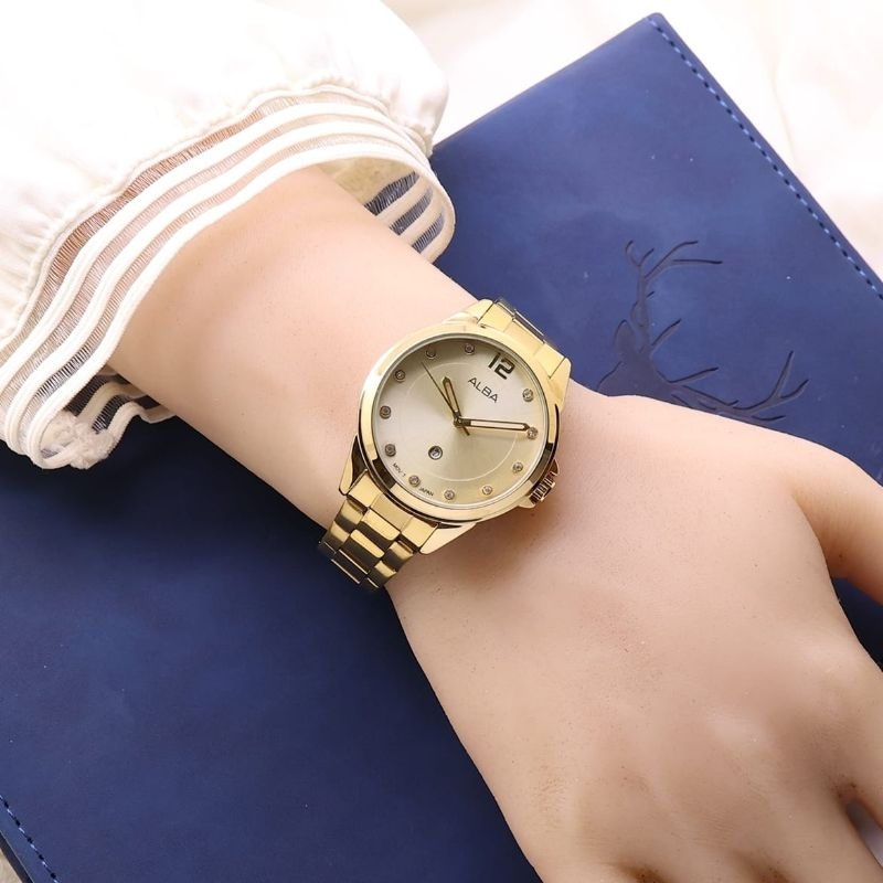 Promo Jam Tangan Wanita Anti Air Alba Classic Analog Tanggal Aktif Tali Rantai L6681