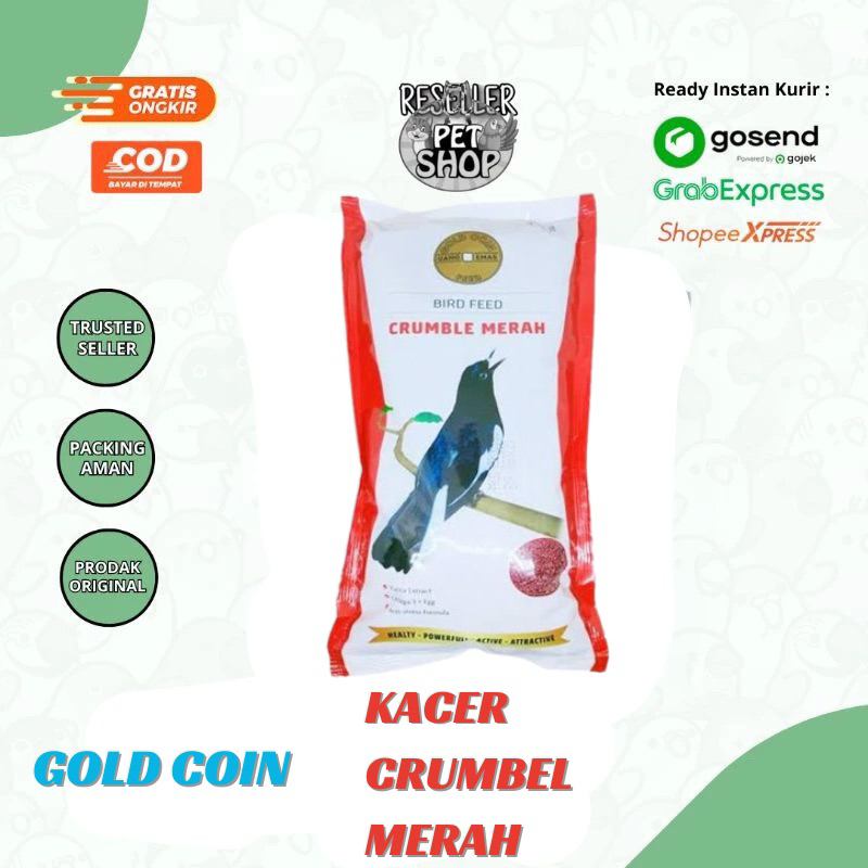 GOLDCOIN PAKAN BURUNG GOLD COIN KACER CRUMBLE MERAH 450 GRAM VOER KACER PUR KACER GOLD COIN MERAH
