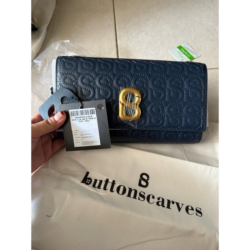 Luna Leather Wallet Chain Buttonscarves Navy+BOX New Segel