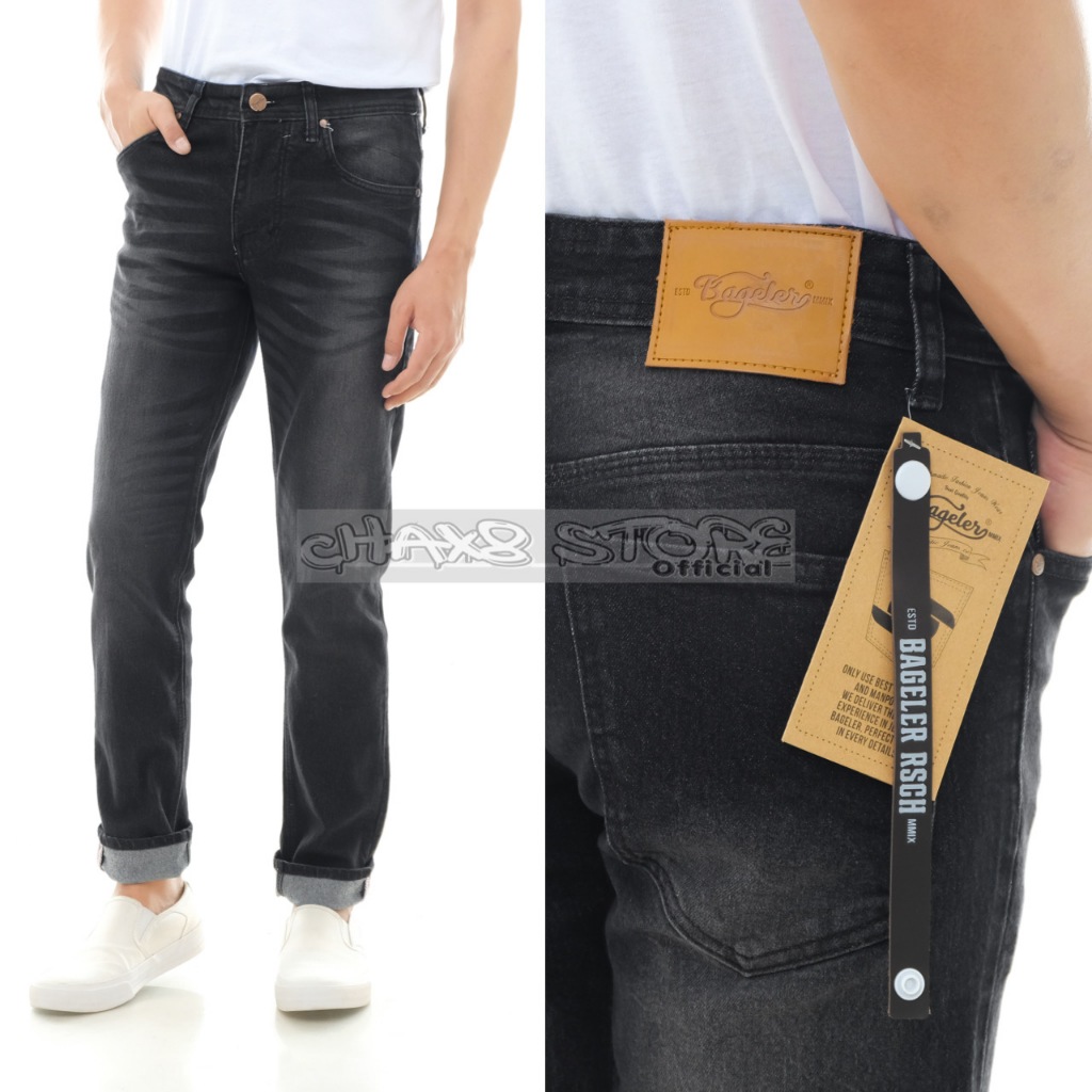 CELANA JEANS PRIA SLIMFIT SELVEDGE BAHAN STRETCH MELAR BAGELER ORIGINAL