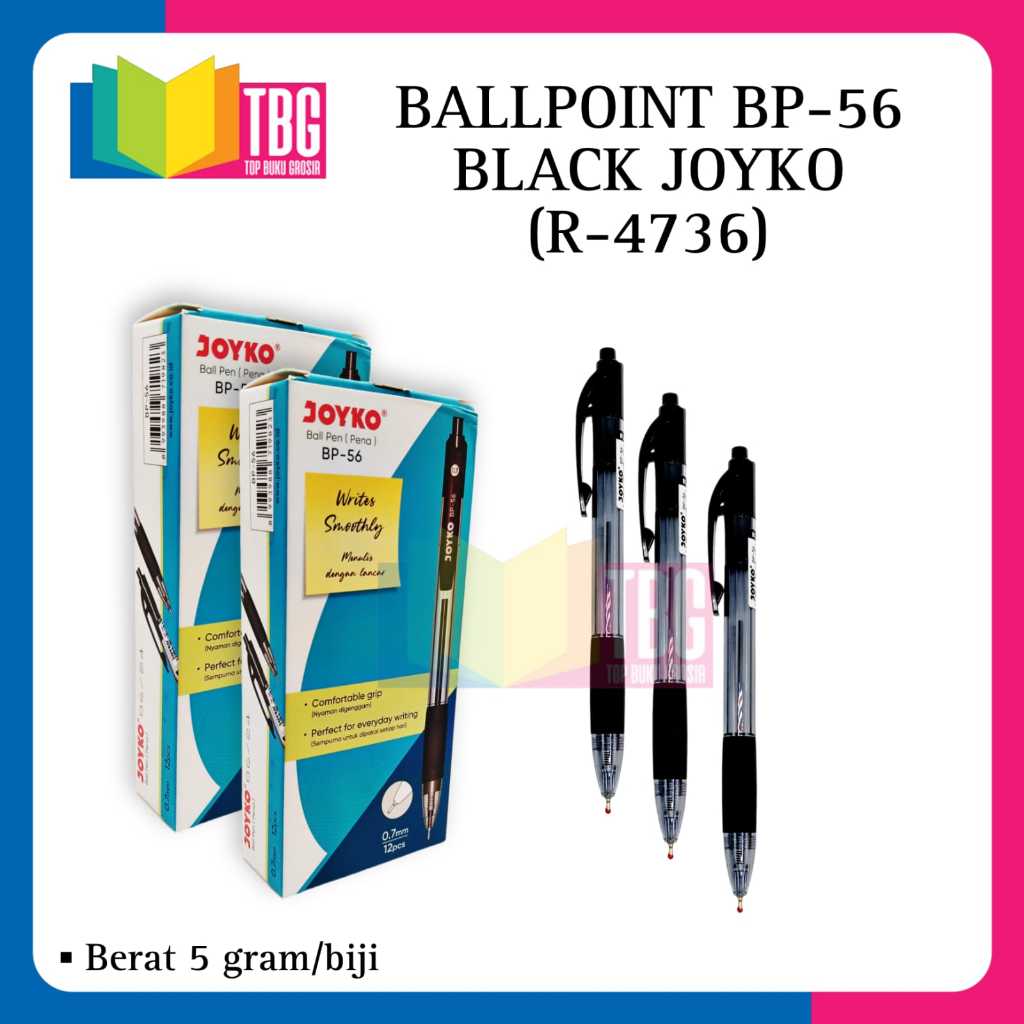 

1 PCS BALLPOINT BP-56 BLACK JOYKO / PENA CLIP / PULPEN / BOLPEN CETEKAN (R-4736)