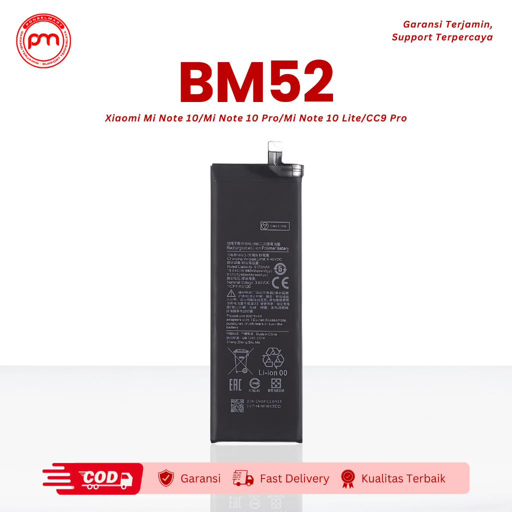Baterai Battery Xiaomi Mi Note 10 Mi Note 10 Pro Mi Note 10 Lite CC9 Pro BM52