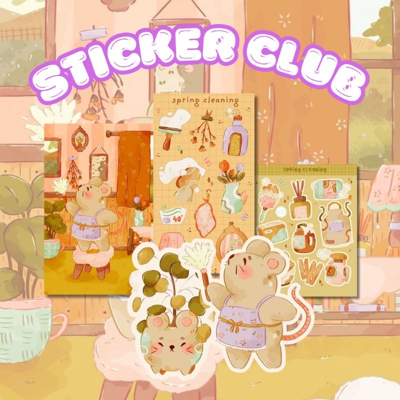 

BlossomB - spring cleaning Hand drawing sticker sheet / waterproof sticker / sticker deco / sticker vinyl aesthetic / handmade sticker / sticker tumblr / stiker anti air / sticker buku journal / sticker HP laptop