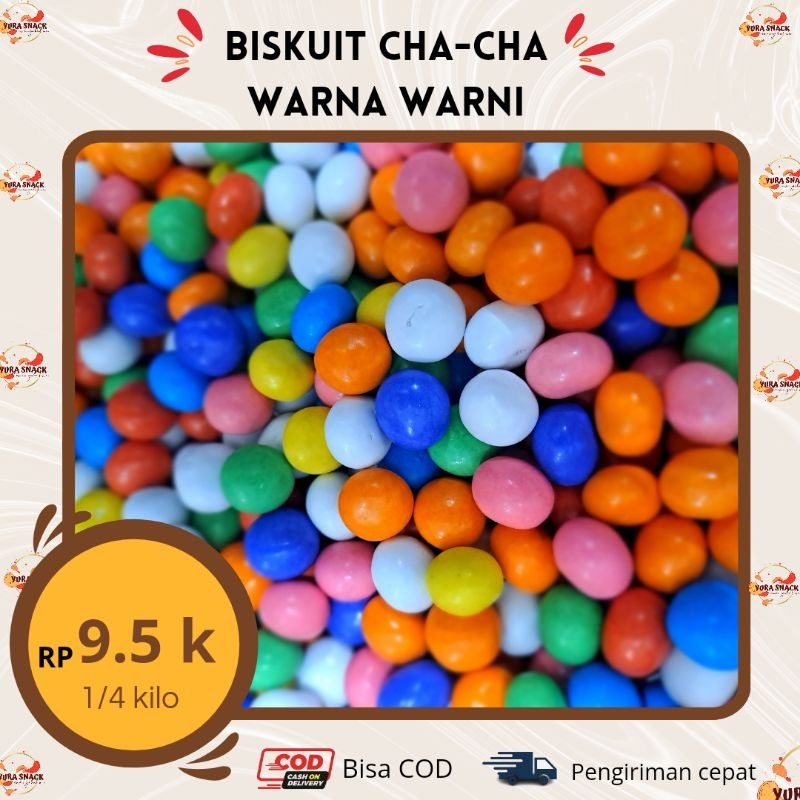 

Coklat ChaCha | Biskuit Warna Bola Pelangi kemasan 250gr 500gr 1000gr