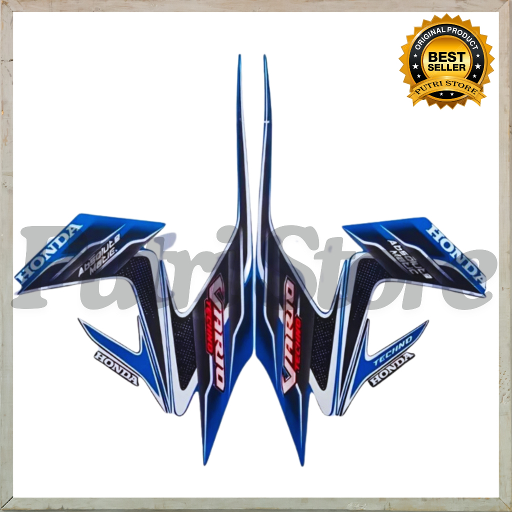 Stiker Striping Honda Vario Techno 2010 110 Biru Hitam List Stiker Standar Vario Techno 2010