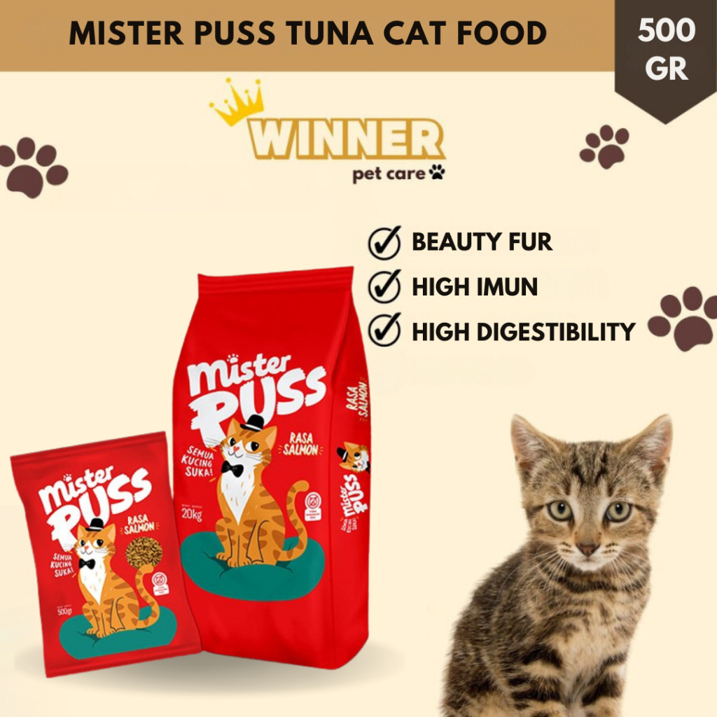 Mister Puss Salmon Makanan Kucing Dry Cat Food 500gr Mr Puss
