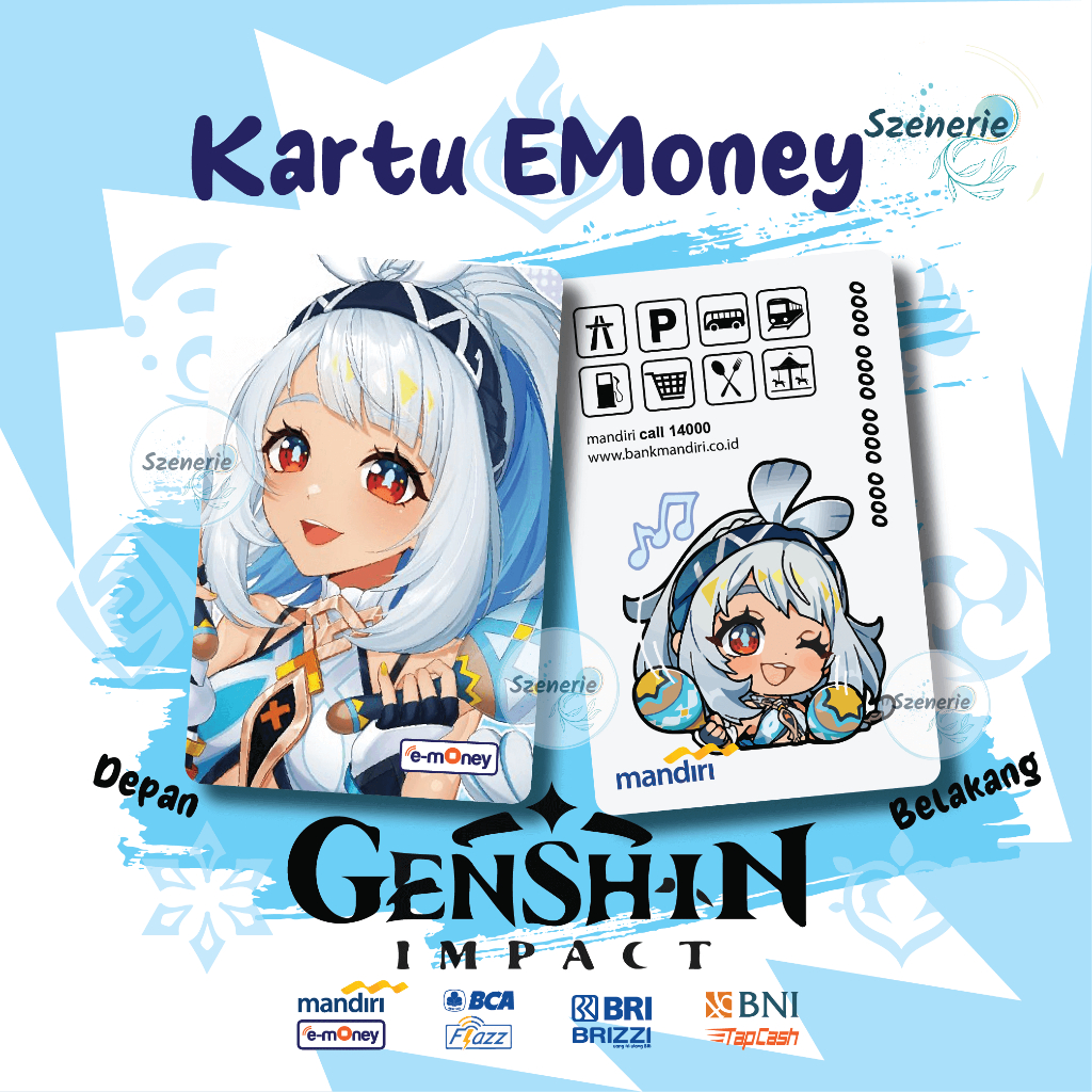Emoney Custom Mualani Genshin Impact Cute Flazz gen 2 Mandiri BCA Tapcash BNI Brizzi BRI NFC 2 sisi