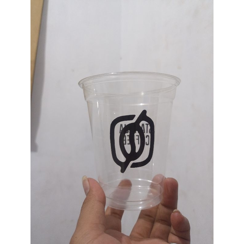 CUP STARINDO 12 OZ PET + Tutup STRAWLESS LID