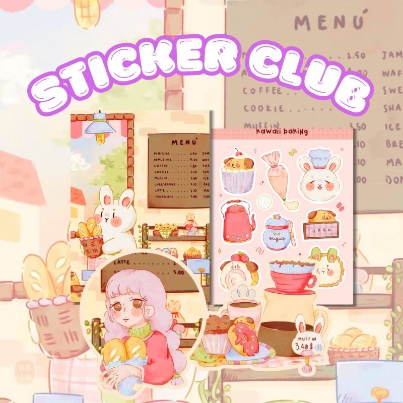 

BlossomB - kawaii baking Hand drawing sticker sheet / waterproof sticker / sticker deco / sticker vinyl aesthetic / handmade sticker / sticker tumblr / stiker anti air / sticker buku journal / sticker HP laptop