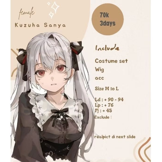 rental custom cosplay kuzuha sanya