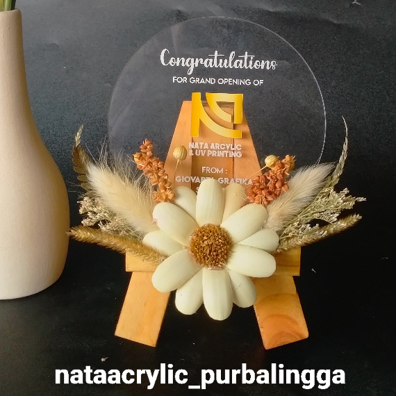 Papan Bunga Mini Akrilik Custom UV Printing kado Estetik/Gift Wisuda/Dekorasi Meja