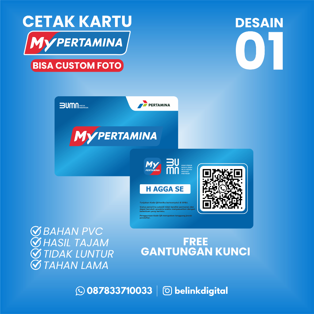 

CETAK KARTU MY PERTAMINA BAHAN PVC BONUS GANTUNGAN KUNCI