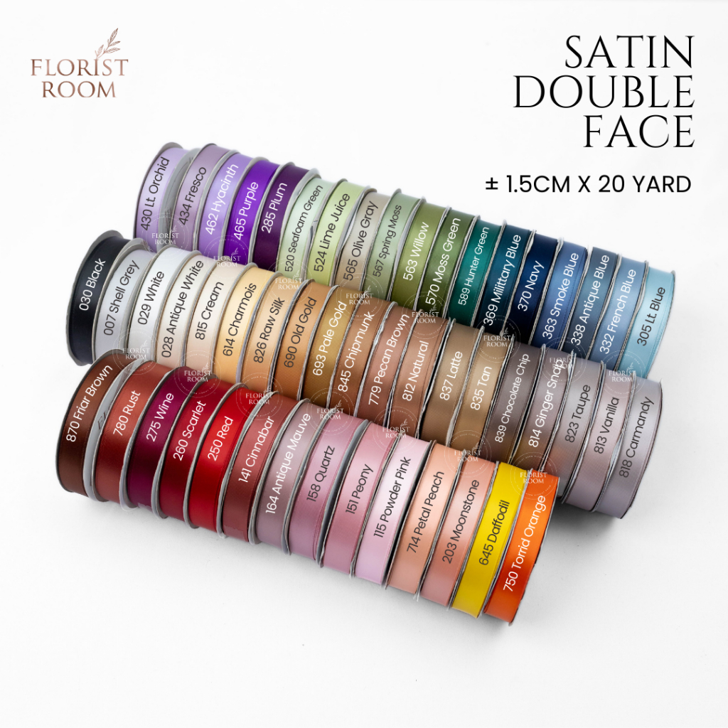 

Pita Satin Double Face ±1.5cm x 20Yard - Satin Ribbon Double Sided - Hadiah - Hamper - Kado