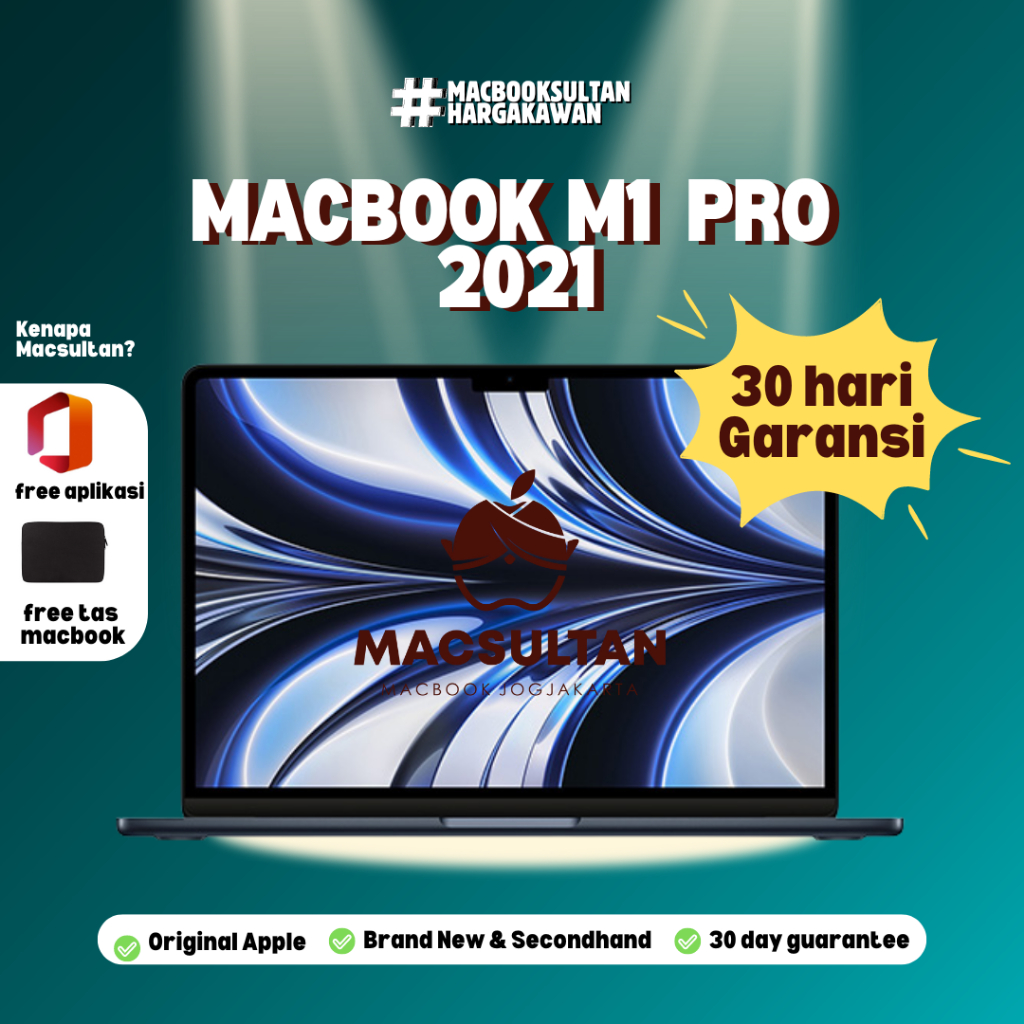 Macbook Pro M1 Pro 2021 14" 16" Inch RAM 16GB SSD 512GB 1TB Original Second Laptop Apple Termurah Ga