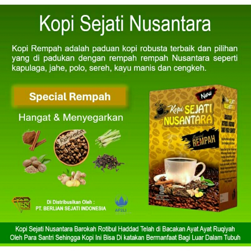 

Kopi sejati nusantara Rempah dijamin ORIGINAL harga 1box