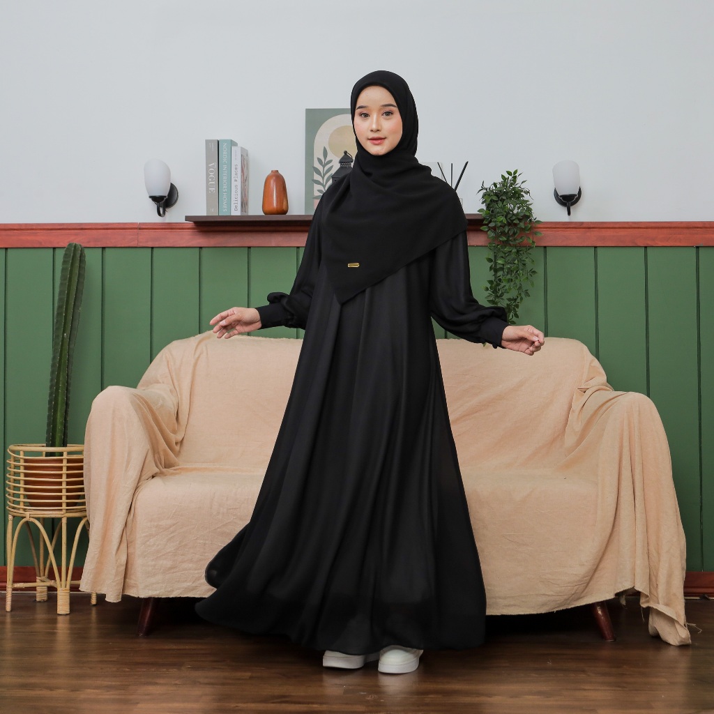 Long Dres Gamis Umroh Ceruty Babydoll Premium Syar'i