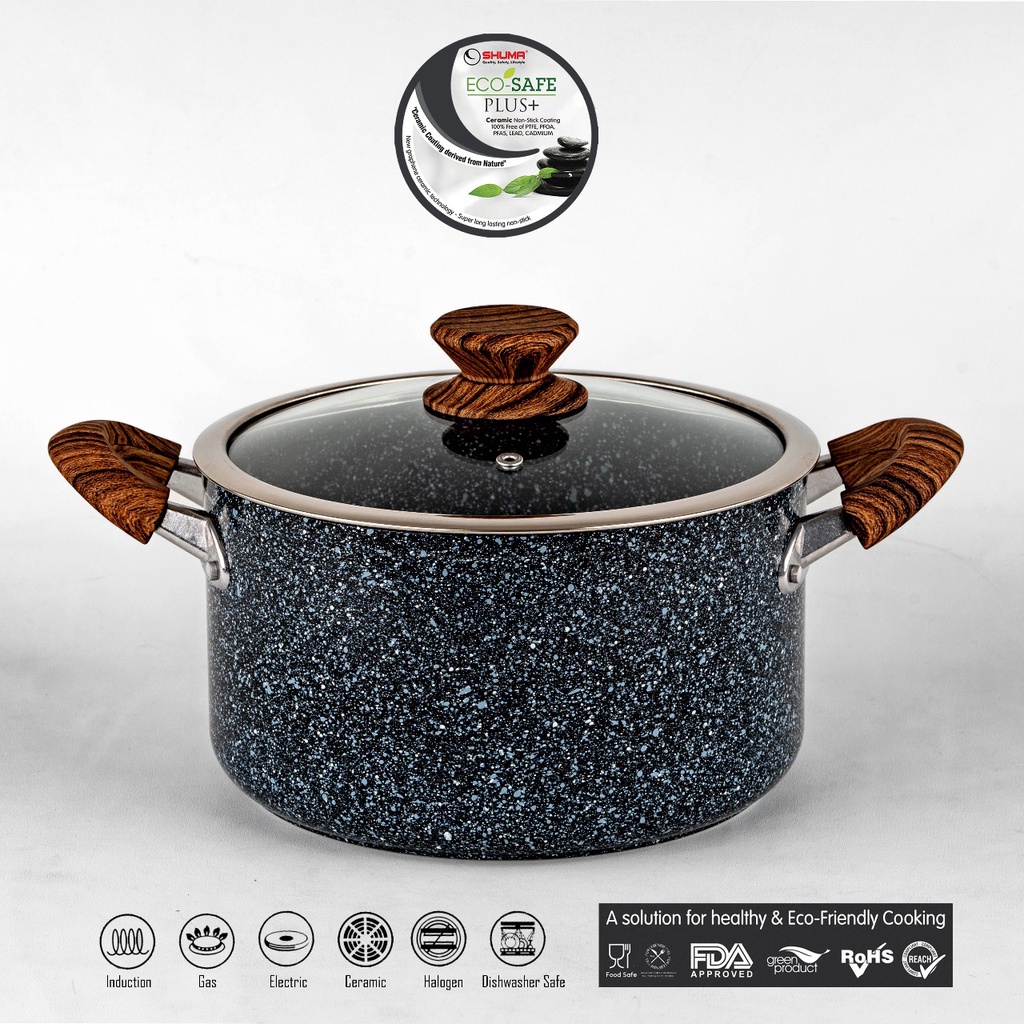 Penawaran Khusus SHUMA EcoSafe Plus Nonstick Ceramic Stock Pot 22 cm  Glass lid A5