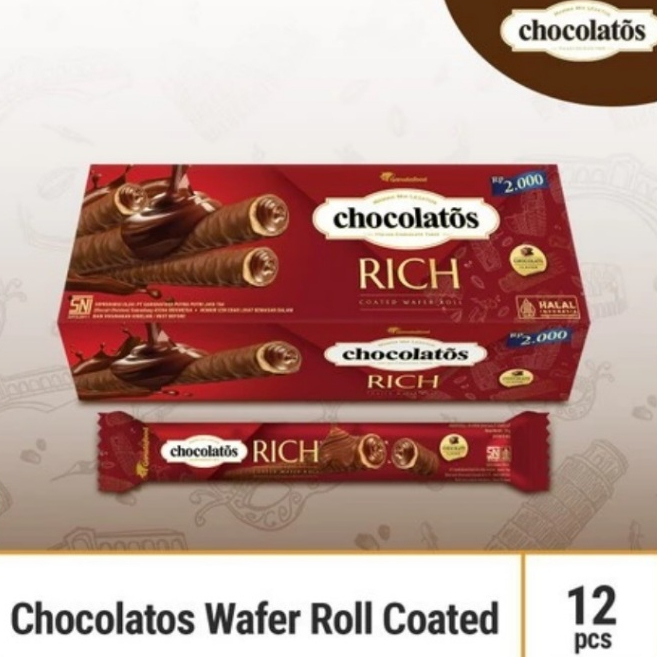 

Chocolatos Rich Coated Wafer Roll 1 Box isi 12 Pcs