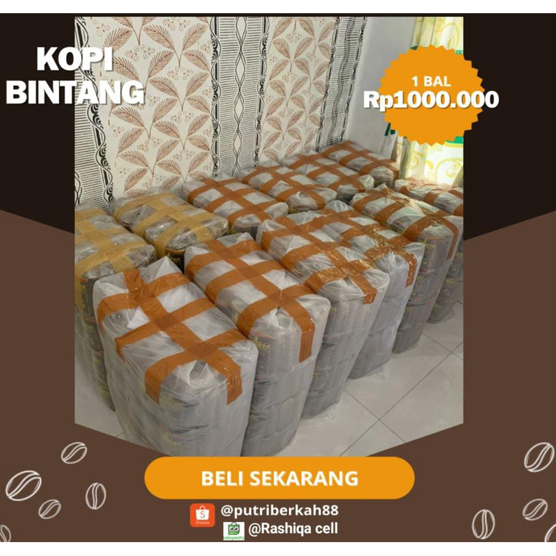 

KOPI BUBUK CAP BINTANG KHAS LAMPUNG 1 BAL ISI 100 PCS, 200GRAM PER PCS