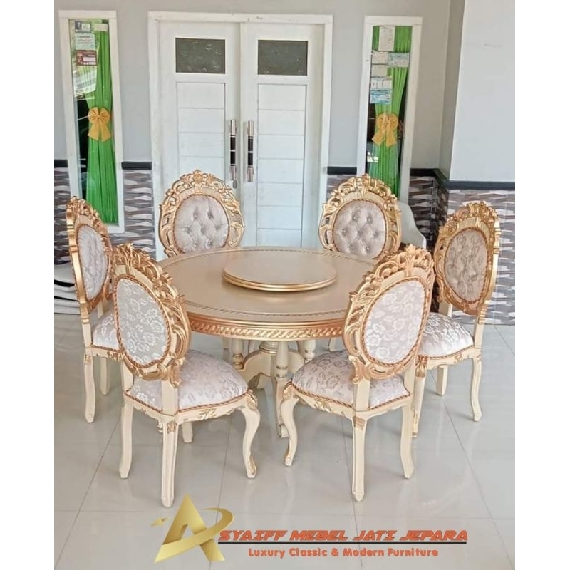 kursi makan/meja makan/kursi makan kayu jati/kursi makan Sandaran jok/kursi makan estetik/meja makan