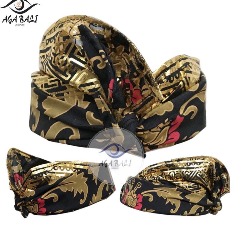 Hadir Baru  Udeng Bali Jadi Batik Patra HITAM GOLD SERI AB U6ag
