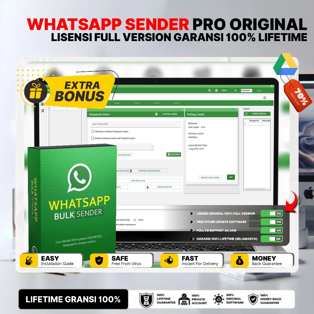 Whatsapp Bulk Sender Pro Original Lisensi Lifetime Full Version Terbaru Free Update Whatsapp Blaster