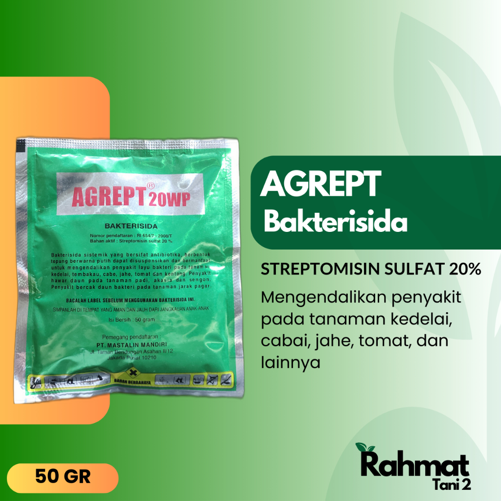 AGREPT - Fungisida atau Bakterisida Sistemik Mencegah Penyakit Tanaman Jahe, Cabai, Kedelai, dll (50