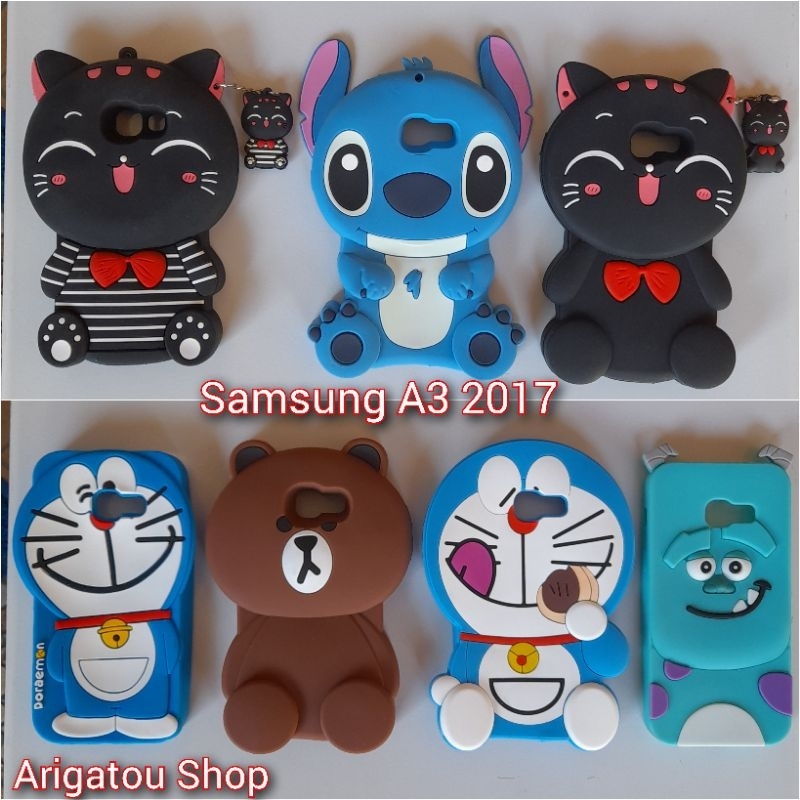 Samsung A3 2017 Case Softcase Boneka Karakter Kucing Hitam Stitch Doraemon Beruang Monster Sulley