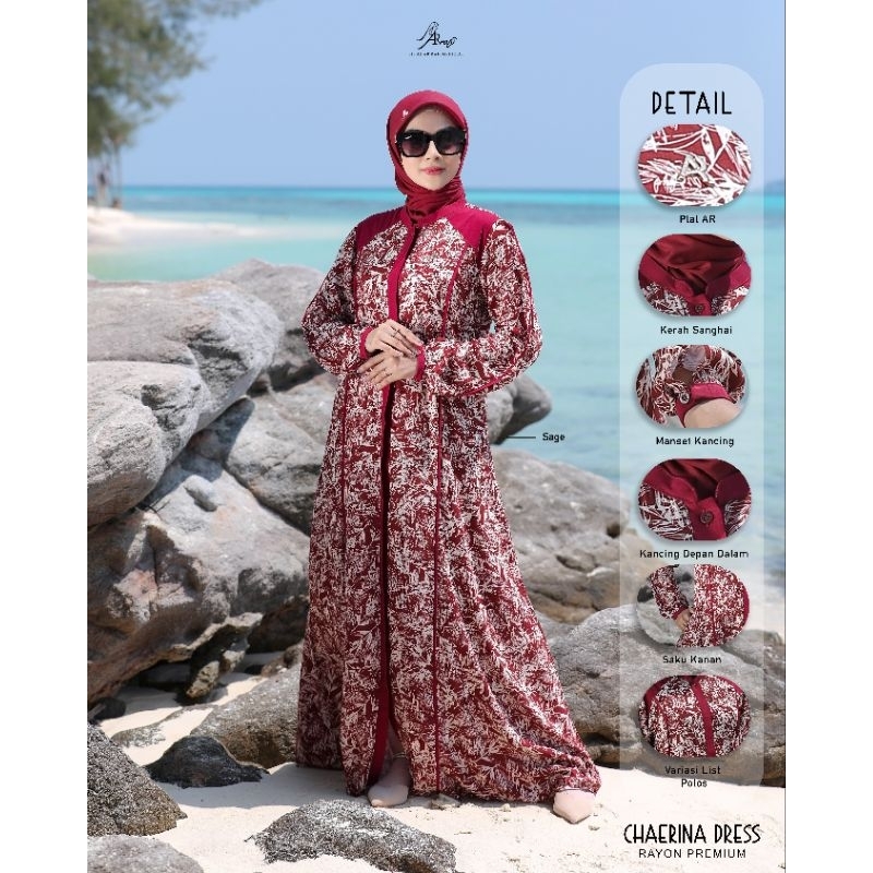 Dress Terbaru AR Rafi - Chaerina Dress - Gamis Motif Rayon Premium - ORI By AR Rafi