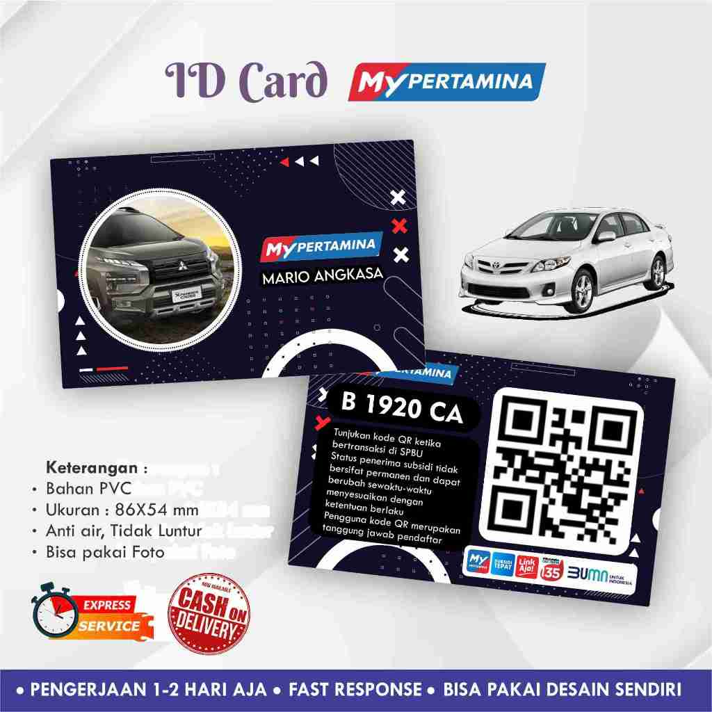 Kartu ID CARD My Pertamina Edisi Cowo pakai Foto  + Nama Bahan PVC bolak balik gambar