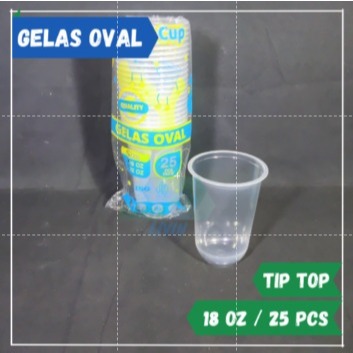 

2Xbtygneal Sakha Snack ) Gelas Plastik Oval Tip Top Bening 18 Oz & 22 Oz Isi 50 Pcs