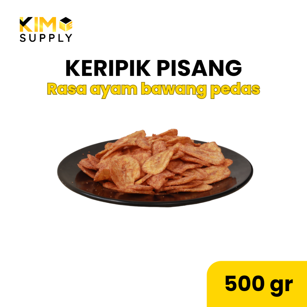 

KERIPIK PISANG AYAM BAWANG PEDAS (500GR) cemilan snack makanan kekinian termurah