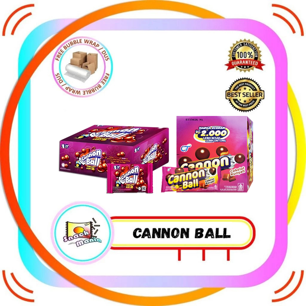 

CANNON BALL Permen Coklat Kunyah Box ~ 24 Pcs x 5.4 gr