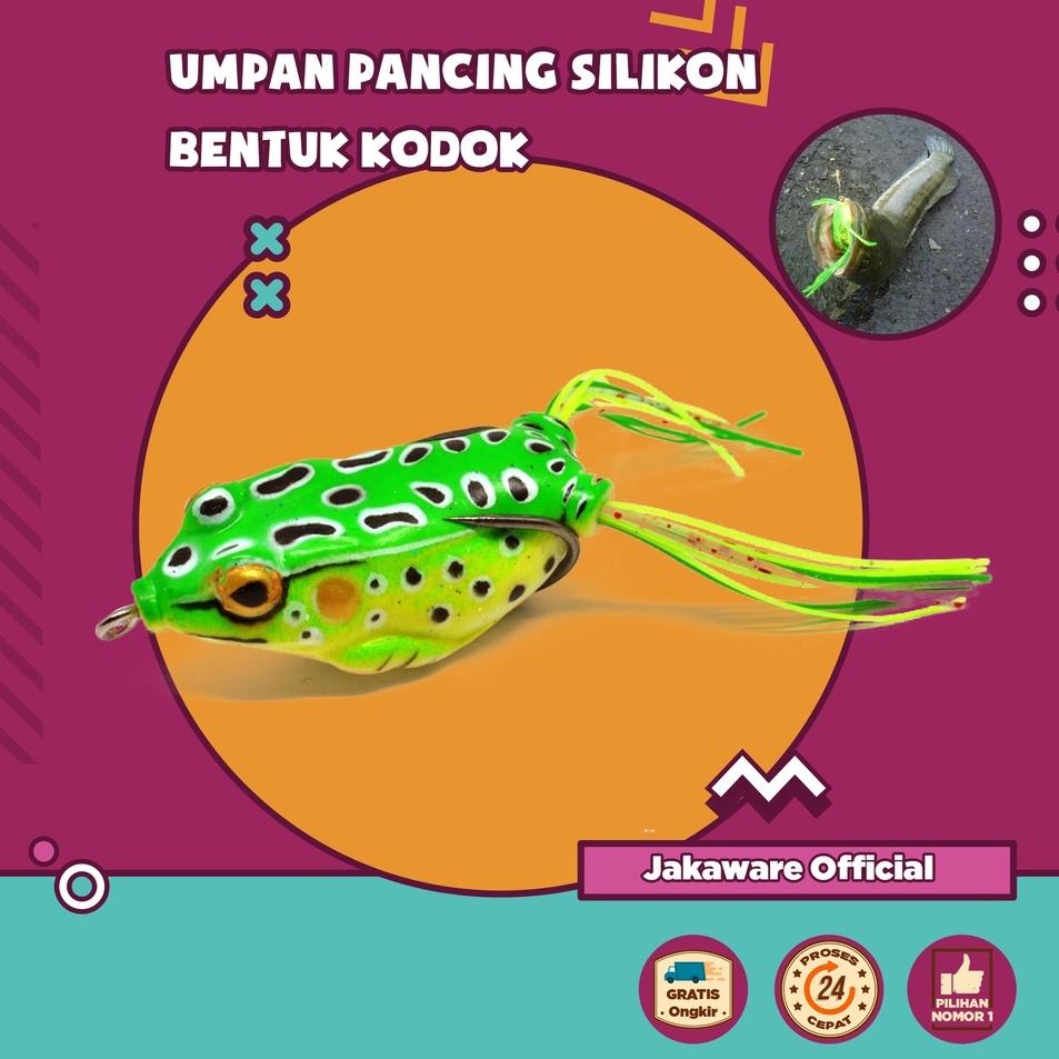 Top Limited  UMPAN PANCING BENTUK KODOK UNTUK MEMANCING PANCING MATA KAIL KAIT HOOK FISHING PLASTIK 