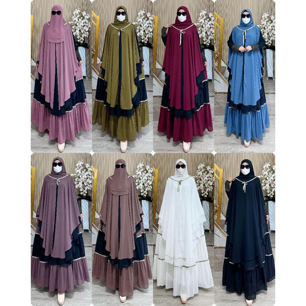 AJE ZAS - Gamis/Jubah Syar'i Jumbo Kode - MAHIKA Hijab Hoodie Bahan Ceruty